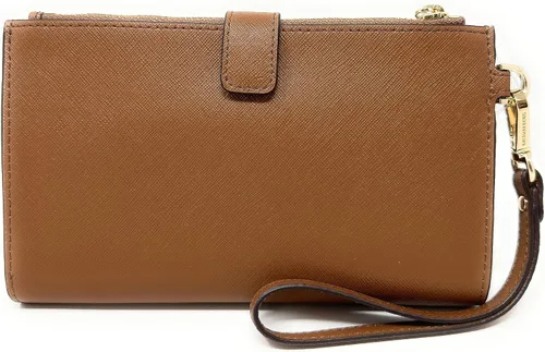 Vista 3 de Michael Kors Cartera de viaje con cremallera doble para mujer, de piel saffiano, Equipaje (marrón)