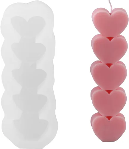 Vista 9 de Moldes de vela de silicona hechos a mano en forma de corazón moldes de vela de cera DIY regalos para bodas decoración del hogar (LZ446)