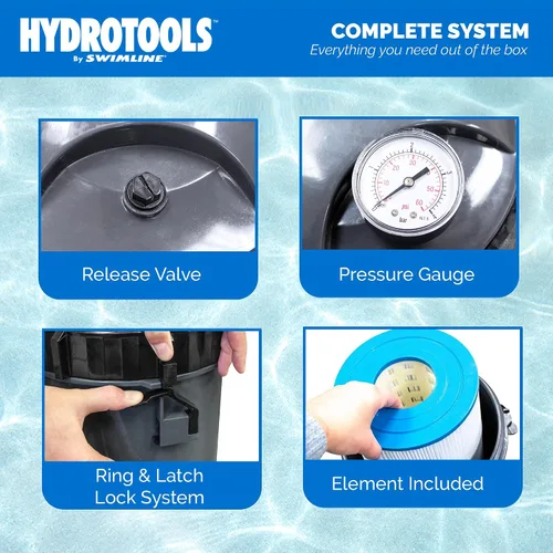 Vista 6 de SWIMLINE HYDROTOOLS - Tanque de cartucho de piscina sobre el suelo y elemento de filtro de repuesto, 100 pies cuadrados Sistema de filtración