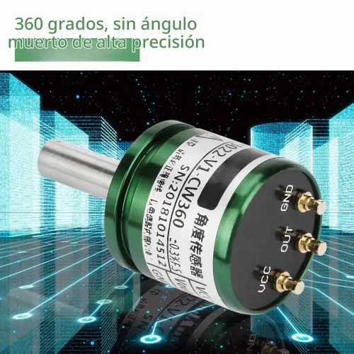 Vista 2 de Sensor de ángulo de pasillo, resolución de 0.088 ° Sensor de posición de efecto Hall giratorio de 360 °, salida de 0-5 V círculo completo 12 bits