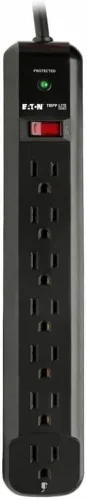 Vista 3 de Tripp Lite Regleta de protección contra sobretensiones de 7 tomas, cable de 6 pies, enchufe de ángulo recto, protección coaxial, seguro de 50K