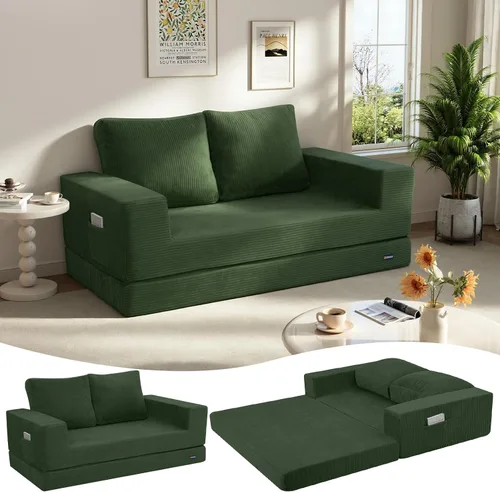 Vista 39 de COMAX Sofá cama futón, sofá cama convertible 4 en 1, sofás deshuesados para sala de estar, sofá biplaza plegable pequeño plegable que ahorra Gris