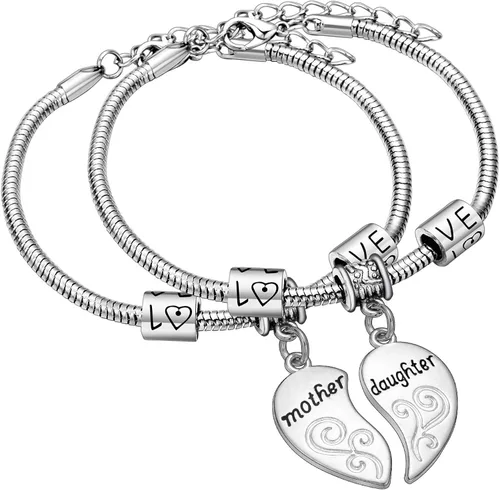 Vista 6 de Juego de pulseras dije de corazón para madre e hija, dos piezas