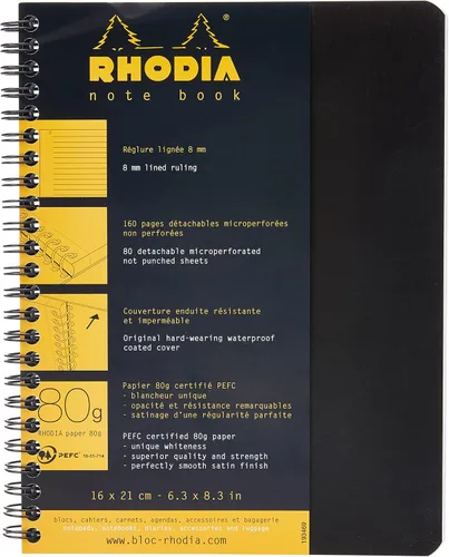 Vista 8 de Rhodia 193039C - Cuaderno de anillas (encuadernación completa) Negro - A4+ - Cuadrícula de puntos - 160 páginas extraíbles - Papel Clairefontaine