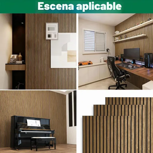 Vista 8 de Paneles de pared acústicos decorativos, 47.2 x 23.6 pulgadas, paquete de 4 Teca