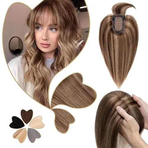 Vista 31 de Benehair Peluca de cabello con clip con flequillo, peluca secreta de cabello 100% humano, postizo superior con flecos, peluca de repuesto