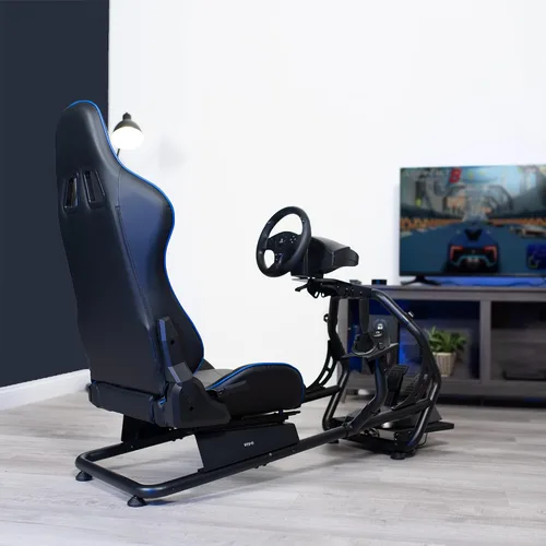 Vista 2 de VIVO Racing Simulator Cockpit with Wheel Stand, Gear Mount, Chair and Frame Only, Fits Logitech, Thrustmaster, Fanatec, Compatible with Xbox One