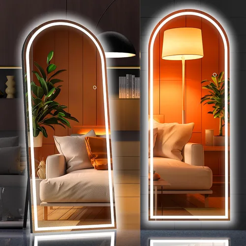 Vista 22 de Hasipu Espejo de Cuerpo Completo de 55" X 18" con Luces, Espejo LED de Arco con Marco Negro de Cuerpo Completo y 3 Temperaturas de Color y Brillo