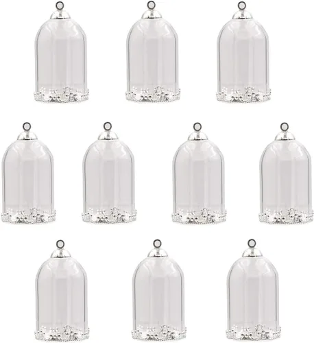 Vista 7 de 10 piezas de botella de globo de vidrio de tubo transparente con accesorios, cúpula de vidrio hueca, dijes colgantes de frasco, Vidrio, Clásico