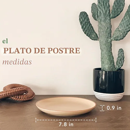 Vista 2 de MORA Ceramic Artisan - Juego de 6 platos mate de 7.8 pulgadas, para postre, ensalada, aperitivo, cena pequeña, etc. Apto para microondas, horno