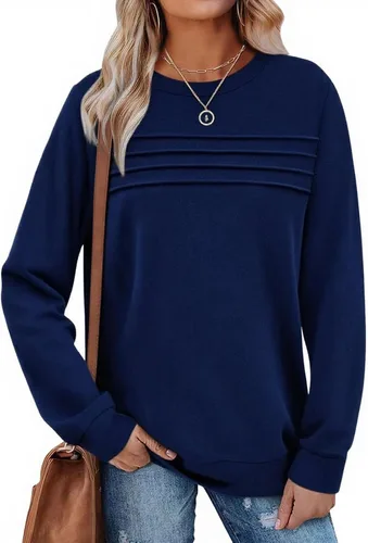 Vista 2 de Sudaderas para mujer, cuello redondo, manga larga, suave, ajuste holgado, ropa de primavera y otoño 2026, S-2XL