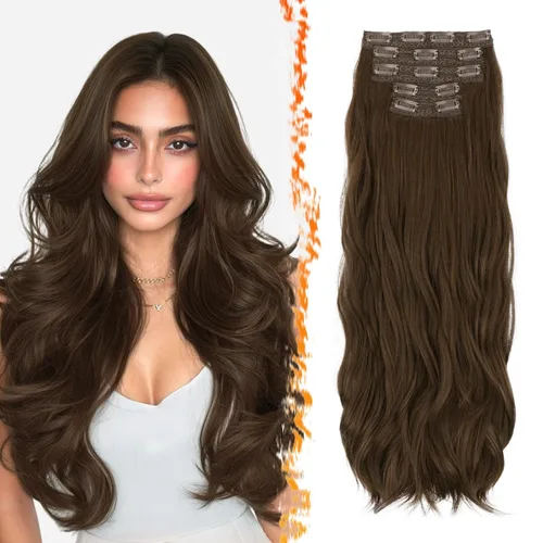 Vista 23 de BARSDAR 24 Inch Synthetic Layered Loose Wavy Black Clip in Hair Extensions
