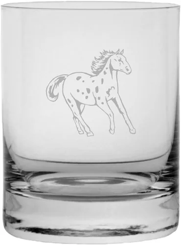 Vista 61 de Abaco Barb - Vaso de whisky con temática de caballo grabado (10.25 onzas)