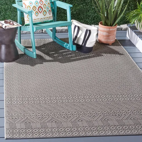 Vista 24 de SAFAVIEH Alfombra lavable para exteriores, colección Courtyard de 2.3 x 6.7 pies, beige y azul aguamarina, no desprende pelusa y es fácil