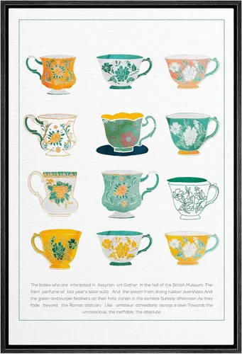 Vista 18 de SIGNWIN Lienzo enmarcado para pared, arte ornamental de neón fino, tazas de té, comida y bebida, ilustraciones culturales, arte moderno, elegante