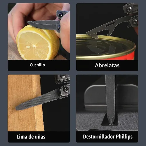 Vista 6 de NEXTOOL EDC Llavero Multiherramienta, Cuchillo de Bolsillo Mini 10 en 1 con Alicates de Punta Fina, Tijeras, Mini Gadgets Útiles y Geniales