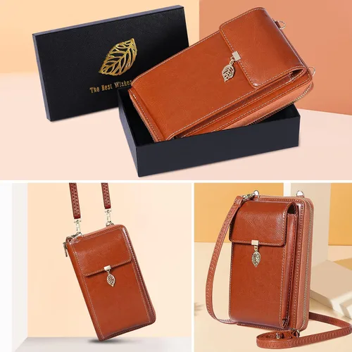 Vista 7 de HUANLANG Bolsos cruzados pequeños para teléfono celular de cuero para mujer