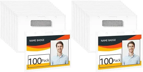 Vista 9 de Amazon Basics Soporte magnético horizontal para tarjetas de nombre, paquete de 100, transparente