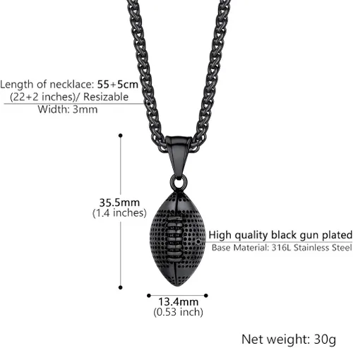 Vista 6 de PROSTEEL Collar con dije de fútbol 3D de acero inoxidable para fútbol, baloncesto, unisex, joyería para niños, niñas, mujeres, regalo para fanáticos