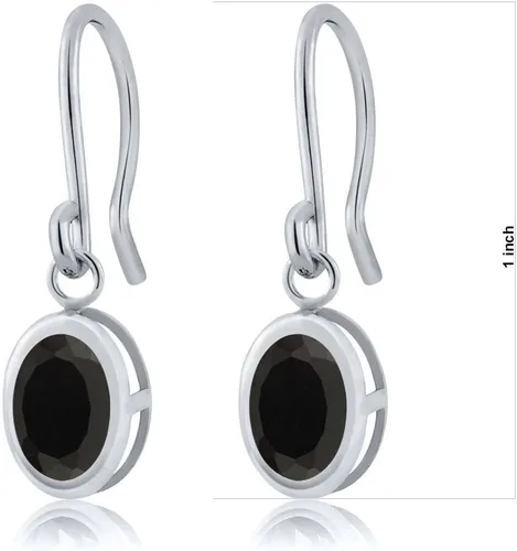 Vista 170 de Gem Stone King Aretes colgantes de plata de ley 925 de 0.276 x 0.197 in con piedra natal ovalada de alambre francés para mujer