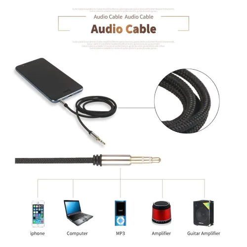 Vista 4 de SUNYIN Cable de amplificador de guitarra de 20 pies con adaptador, guitarra eléctrica a amplificador, estéreo de 0.138 in y 0.256 in, 4 púas