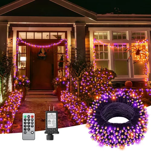 Vista 15 de 380 luces LED de Navidad de 125 pies, guirnalda de luces para exteriores, impermeables, temporizador y memoria, 8 modos regulables, para árbol