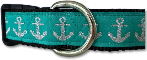 Vista 10 de Collar de perro mediano de 13-19 pulgadas ancla náutica azul rojo collar ajustable hecho a mano USA