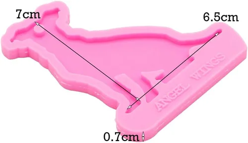 Vista 2 de Angel Wings Brillante brillante lindo perro forma epoxi artesanía llavero molde de silicona estilo animal molde de arcilla polimérica DIY collar