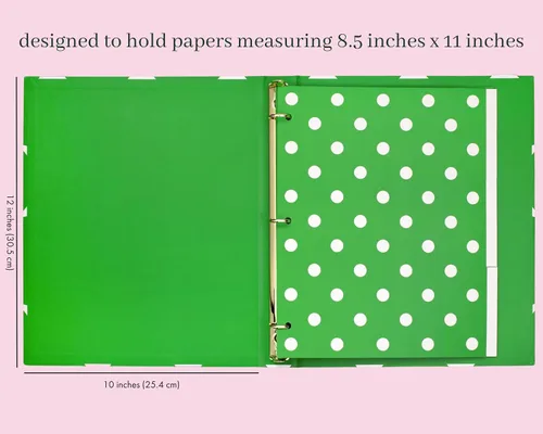 Vista 2 de Kate Spade New York Bonita carpeta de 1 pulgada, con capacidad para papel tamaño carta, carpeta de 3 anillos con separadores de pestañas