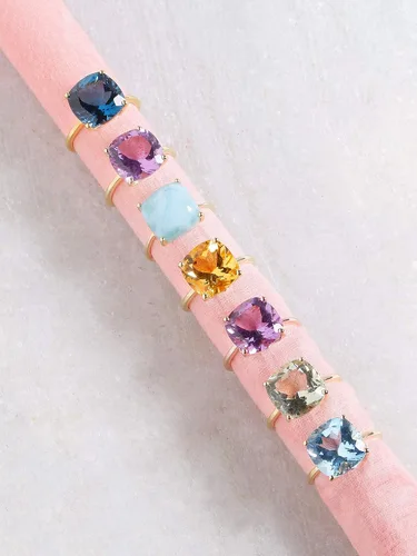 Vista 6 de YoTreasure Anillo audaz de oro amarillo sólido de 10 quilates con topacio azul cielo