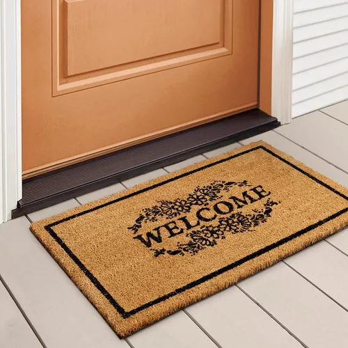 Vista 45 de LuxUrux Alfombra de Fibra de Coco de Bienvenida - Respaldo Extra Resistente, 17'' x 30'' Alfombra Natural para Puerta - Fácil de Limpiar, Hermoso