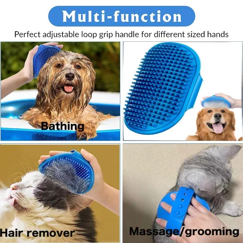 Vista 7 de Cepillo de baño para perros, cepillo de champú para perros, cepillo para baño, no se resbala, cepillo de lavado de masaje con mango de anillo