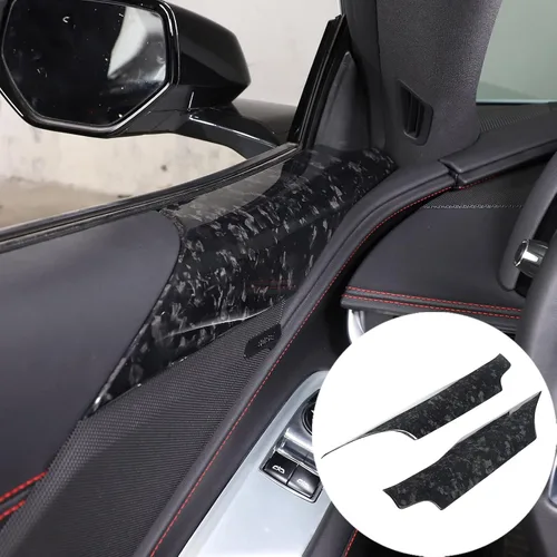 Vista 8 de Cubierta de panel para reposabrazos de puerta lateral de automóvil compatible con Chevrolet Corvette C8 Stingray 2020-2023 de fibra de carbono real