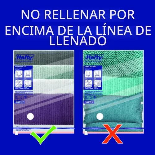 Vista 7 de Hefty Shrink-Pak - 2 bolsas de almacenamiento con sellado al vacío medianas, 2 grandes, 2 XL, bolsas ahorradoras de espacio para ropa, almohadas