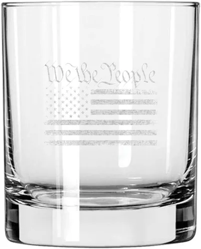Vista 3 de Lucky Shot - We The People - Vaso de whisky con la bandera estadounidense Constitución de los Estados Unidos Regalo de copa de vino patriótica