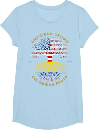Vista 13 de Camiseta de regalo con la bandera de Estados Unidos con árbol de raíces colombianas