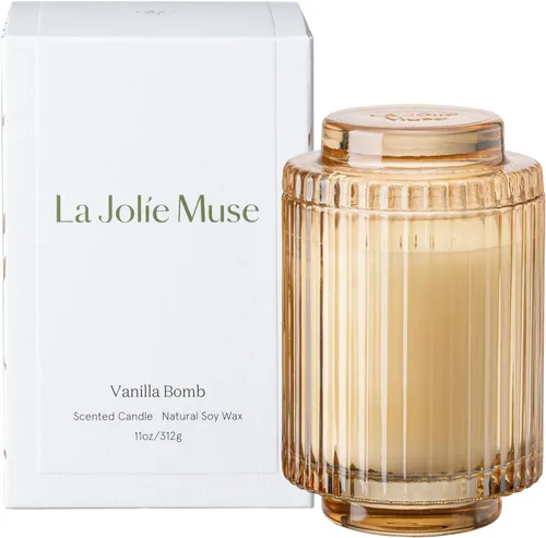 Vista 7 de LA JOLIE MUSE Starlit - Velas perfumadas de pino de abeto para el hogar Abeto dorado iluminado por estrellas