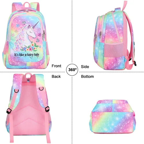 Vista 4 de BTOOP Mochilas escolares para niñas, mochila ligera y bonita bolsa de almuerzo para niños y estuche para lápices