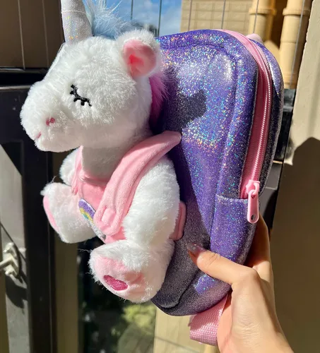 Vista 3 de Redeo Mochila de unicornio con unicornios para niñas mochila para niñas de 3 años con animales de peluche de unicornio juguetes de peluche
