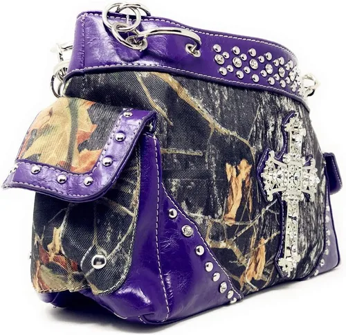 Vista 4 de Bolso bandolera de piel con diamantes de imitación para mujer, 3 piezas, multicolor