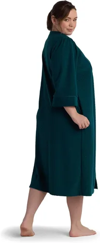 Vista 4 de Miss Elaine Bata larga de terry cepillado por detrás para mujer, bata con cremallera, ropa de dormir y ropa de descanso