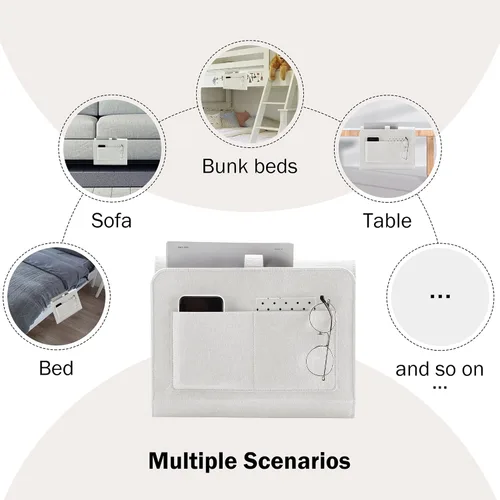 Vista 6 de YOUDENOVA Organizador de Mesita de Noche, Organizador de Almacenamiento de Mesita de Noche, Organizador de Mesita de Noche para Dormitorio, Litera
