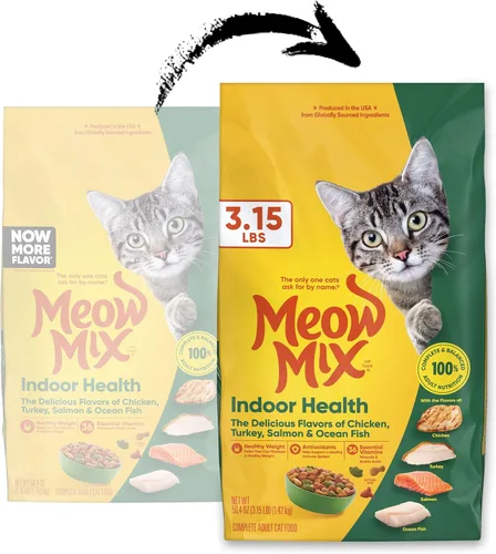 Vista 2 de Meow Mix Alimento seco para gatos de fórmula interior, bolsa de 3.15 libras (paquete de 4)