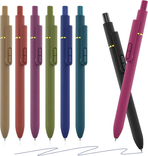 Vista 17 de Paquete de 8 bolígrafos de gel negro, punta media de 0.028 in, bolígrafos de tinta retráctiles de secado rápido para escritura suave, suministros
