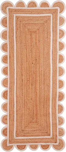 Vista 6 de Chouhan Rugs Alfombra de Área de Yute Natural Trenzada a Mano Runner Negro con Escalopes