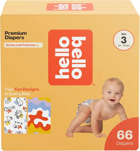 Vista 18 de Hello Bello Pañales Premium Talla 1, Diseños Balloon Buddies y Crosshatch Cuties, Caja Club de 82
