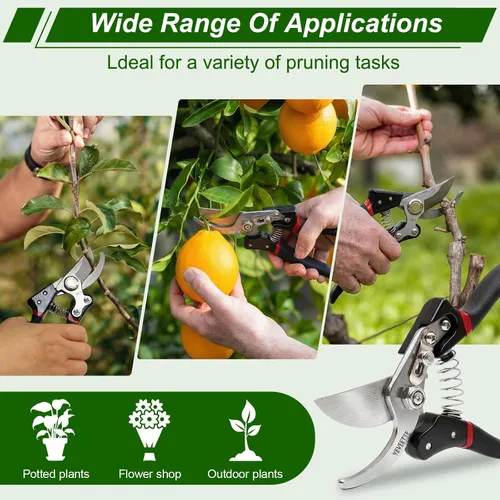 Vista 6 de Tijeras de podar, tijeras de jardín profesionales de 8.5 pulgadas, cortasetos de acero SK5, tijeras de jardín de mano, tijeras de jardín