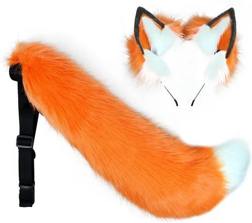 Vista 12 de Fxaelian Cosplay Animal Tail Fox Squirrel Cat Dog Wolf Tail and Ears Diadema Accesorio de disfraz