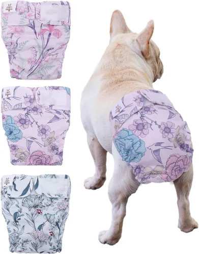 Vista 17 de CuteBone WWD28XS - Pañales lavables para perras, sin agujero para la cola, reutilizables, pantalones de entrenamiento para perritos, con cola