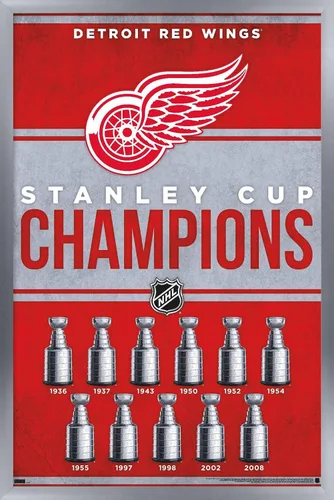 Vista 9 de Trends International NHL Detroit Red Wings - Póster de pared de Champions 23, 34 pulgadas de largo x 22.4 W, paquete de póster y montaje prémium